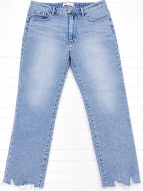 BKE Payton Crop Jeans Mid Rise Straight Raw Hem Distressed Women 31